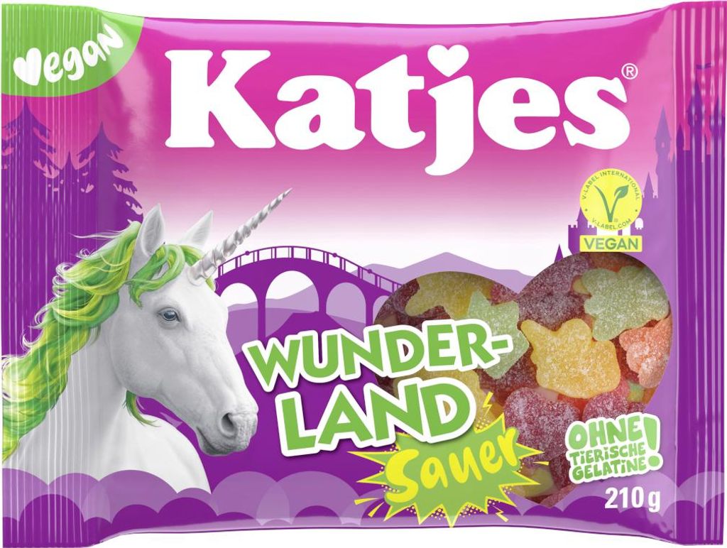 Katjes Wunderland kyselé ovocné želé veganské balení 210 g Obrázek produktu 