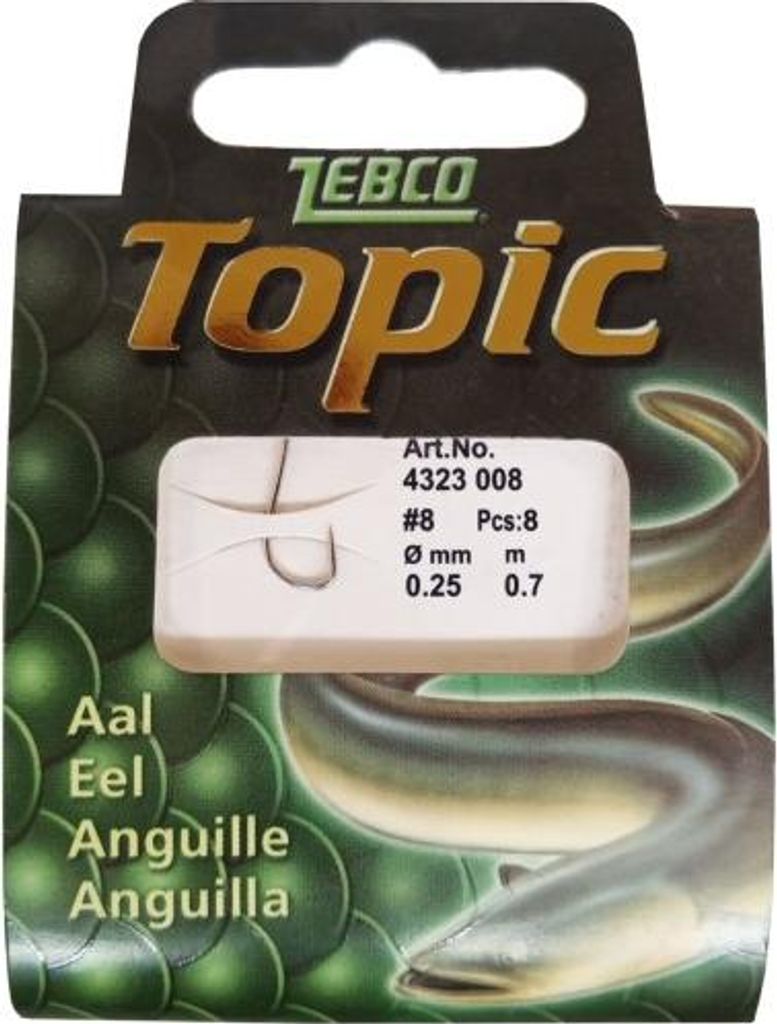 8 Topic Aalhaken Größe 8, Vorfach 0,25mm/0,70cm