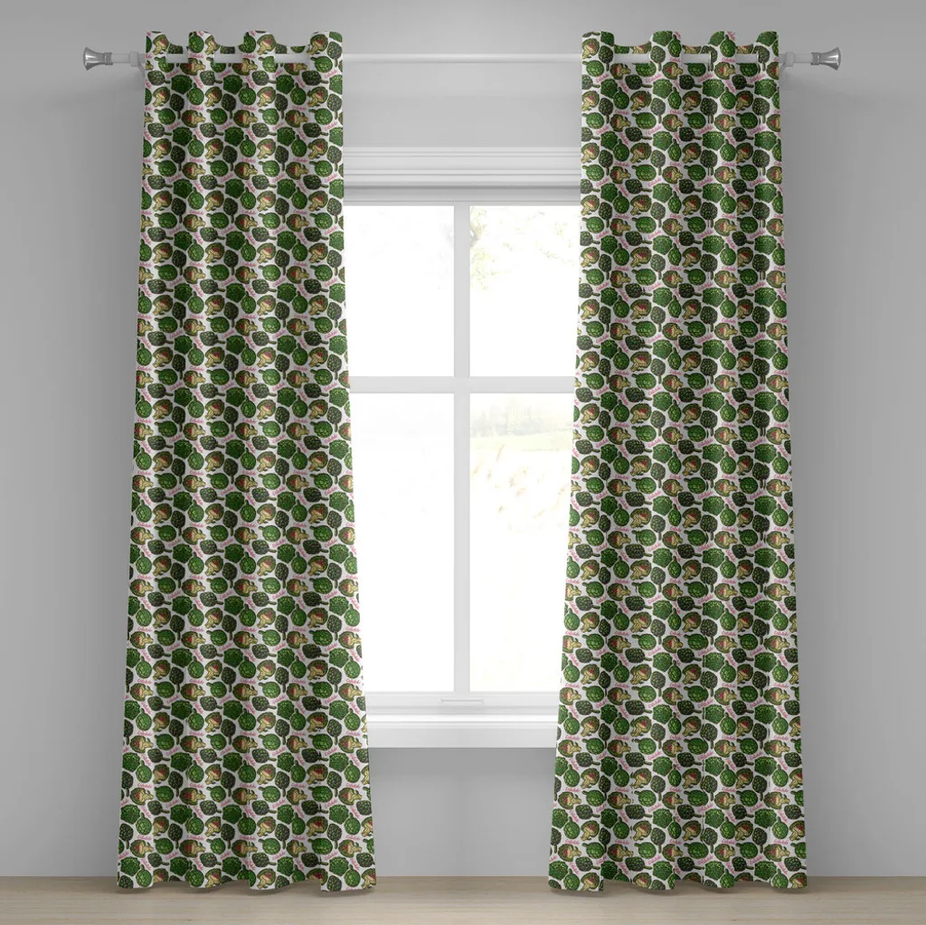 Paire de rideaux décoratifs 280 x 245 cm motif artichaut vert art