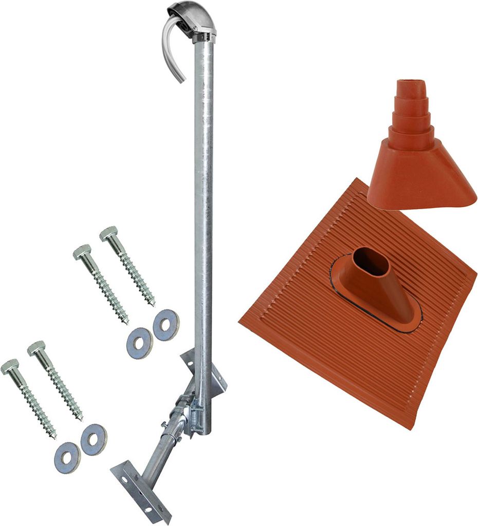 PremiumX BASIC X120-48F Dachsparrenhalter 120cm Mast Kappe Ziegel rot