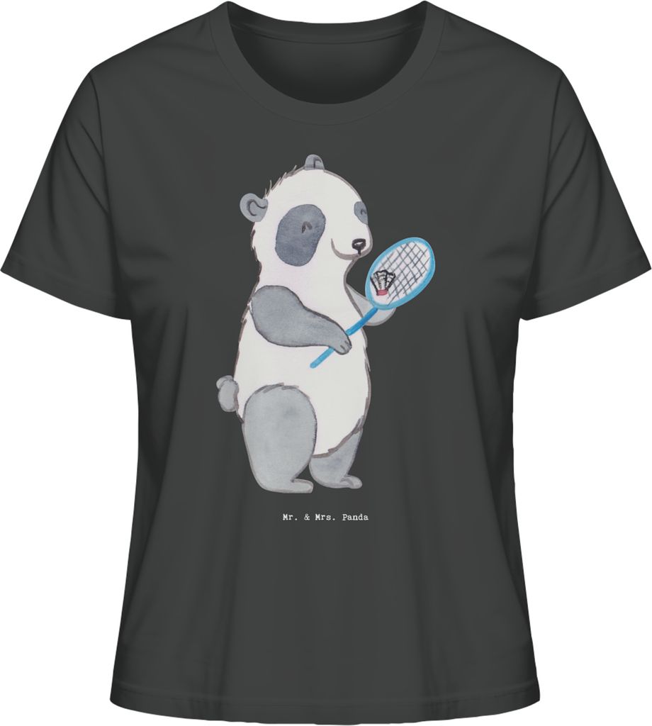 Mr. & Mrs. Panda Oberteil Damen Panda Badminton Größe S - Anthrazit - Geschenk, Shirt Mit Spruch, spielen, Kurzarmshirt, Baumwoll T-Shirt, Basic