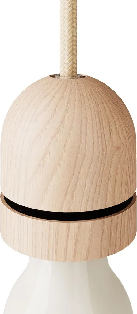Kit Douille E27 Fileté en Bois Hémisphérique pour Abat-jour Design