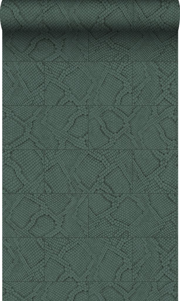 Origin Wallcoverings Tapete Fliesenmuster mit Schlangenhaut-Motiv Petrolblau 53 cm x 10.05 m