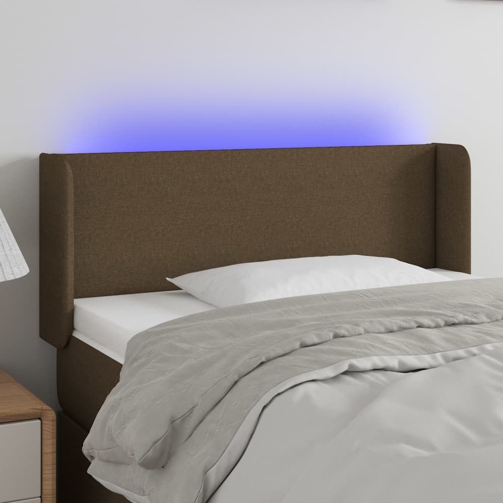 The Living Store LED Kopfteil Dunkelbraun 83x16x78/88 cm Stoff