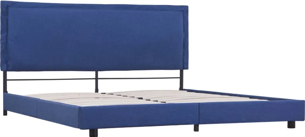 Lit double 150x200 cm bleu en tissu pour chambre adulte style vidaXL
