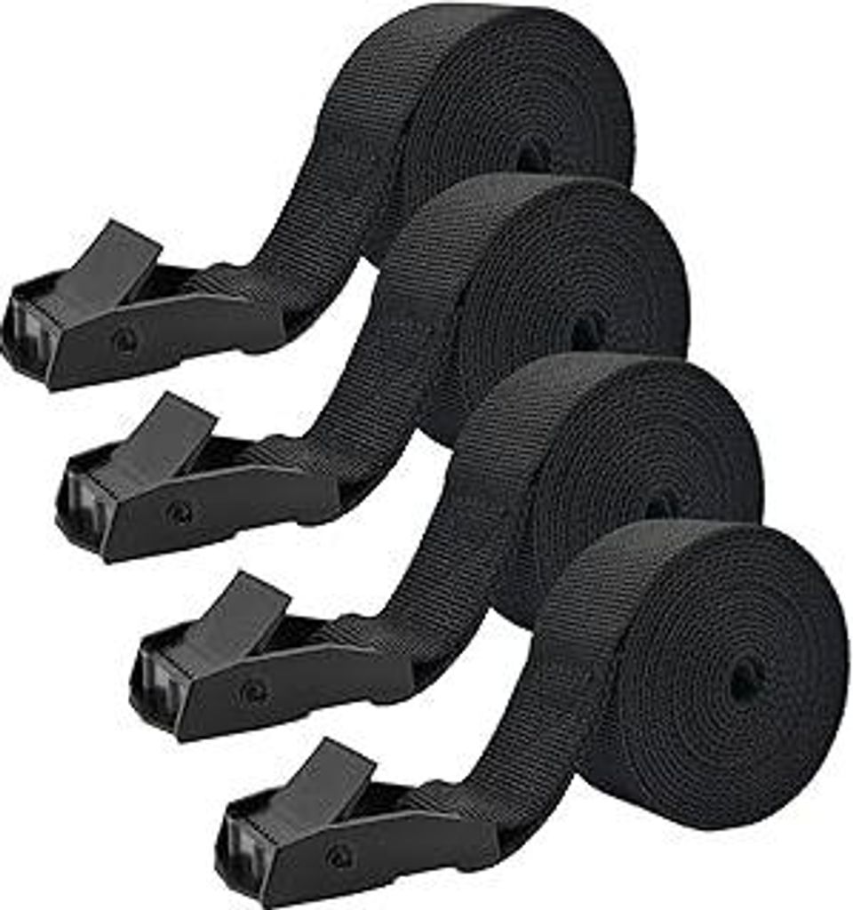 Anfyko Verbesserte Spanngurte 2m 4 Stück | Weiches Polyester | Robuster Zinkverschluss | Ideal für Motorrad, Camping, Gepäck