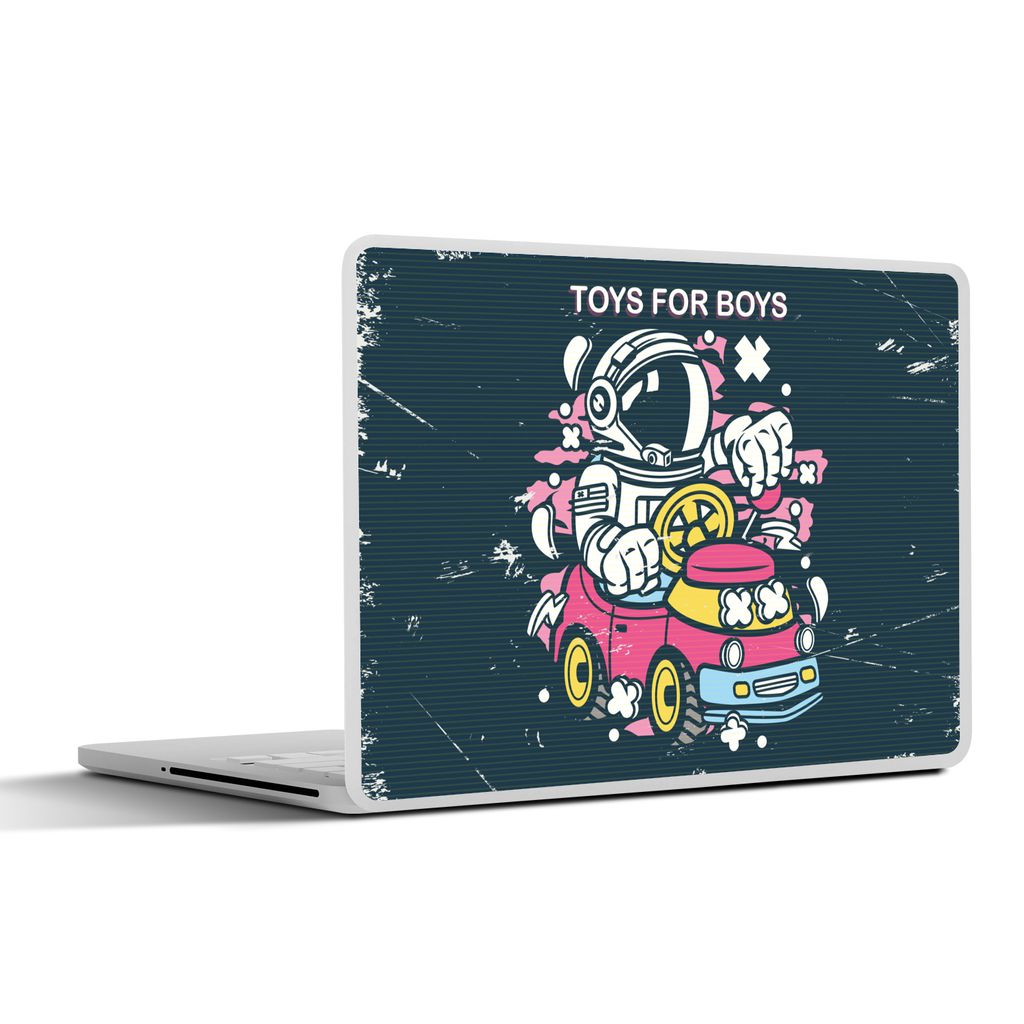 MuchoWow Laptop Aufkleber Sticker Cover Jahrgang - Astronaut - Auto 36.5x27.5 cm - Laptop-Sticker