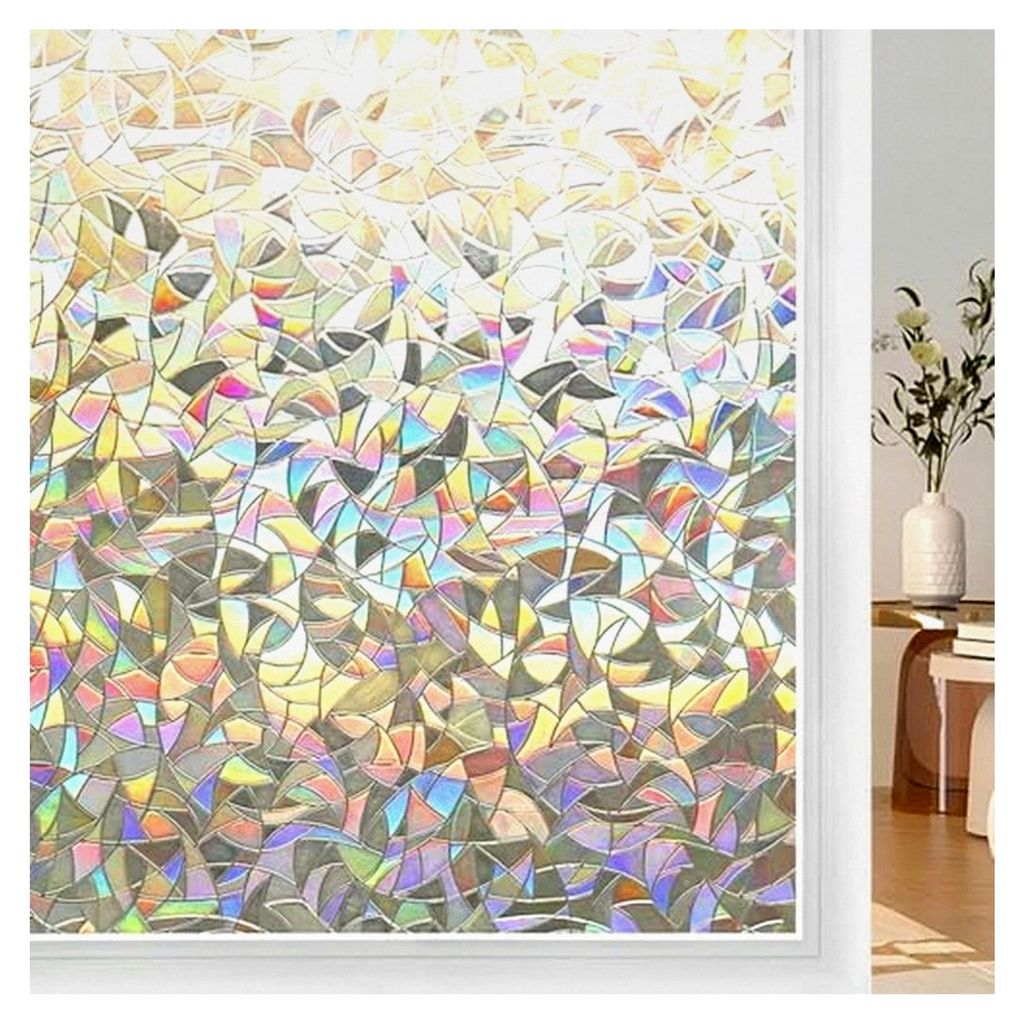 2 Stück Fensterfolie Blickdicht Regenbogen, 30×200cm Sichtschutzfolie Selbsthaftend für Wohnzimmer, Küche und Schlafzimmer