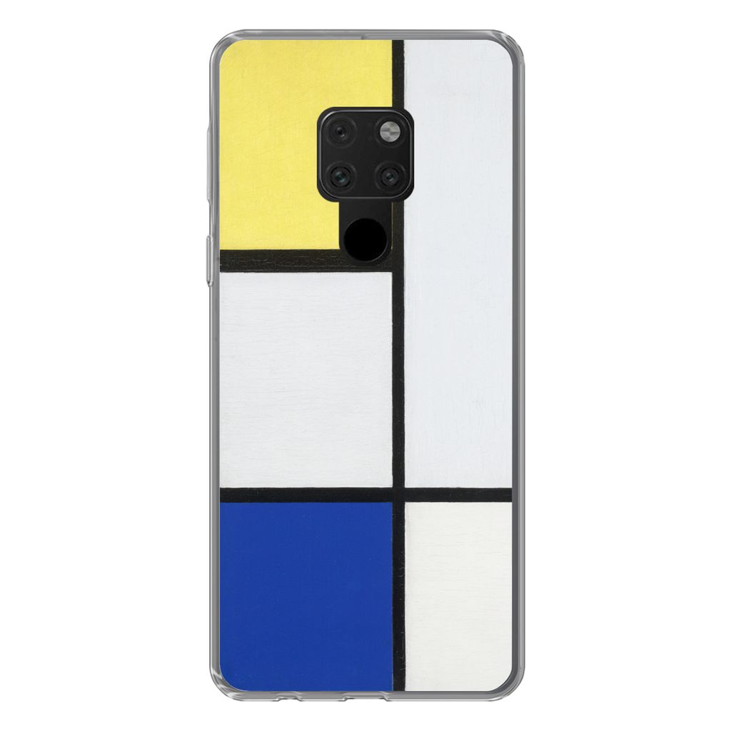 MuchoWow Handyhülle Schutzhülle Hülle für Huawei P40 Lite Komposition mit Gelb, Blau und Schwarz - Piet Mondrian Silikon Softcase Handy Hüll...