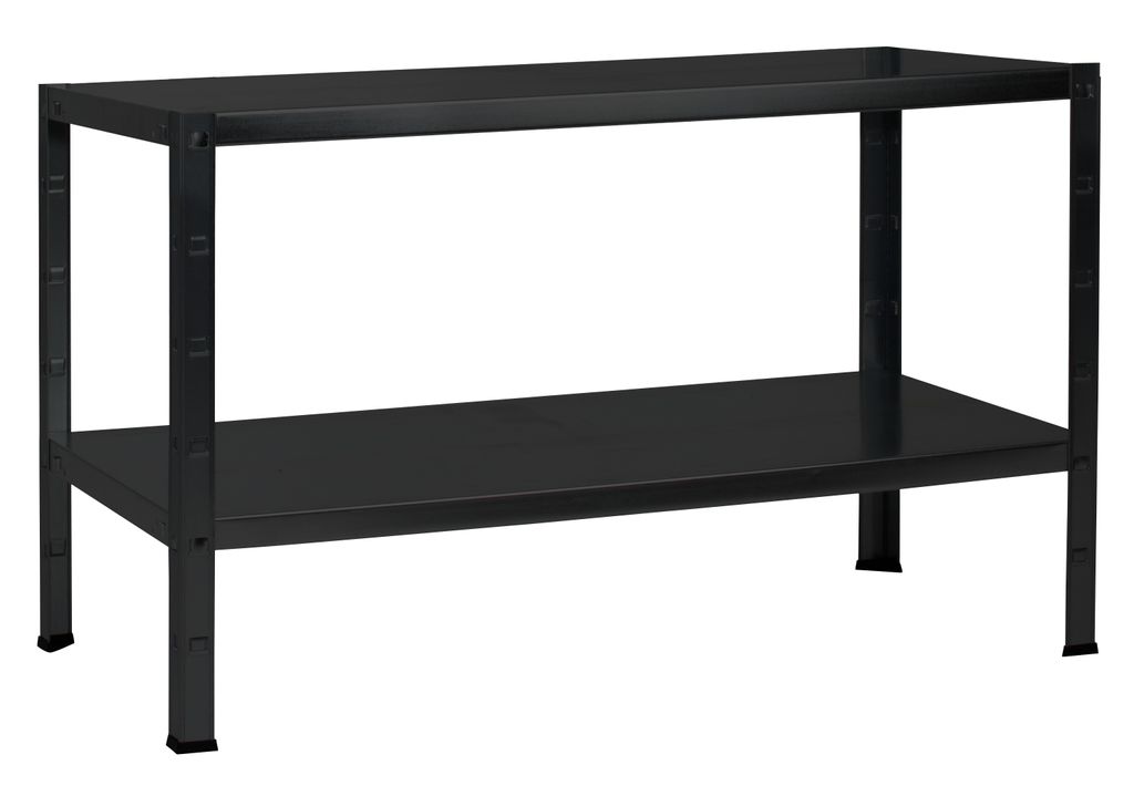 SCHULTE Regalwelt Steckregal mit 2 PowerMAX Fachböden, 65 kg Tragkraft, 43x120x40 cm (HxBxT), schwarz-Struktur, Blackline, Lagerregal, Werkstattregal