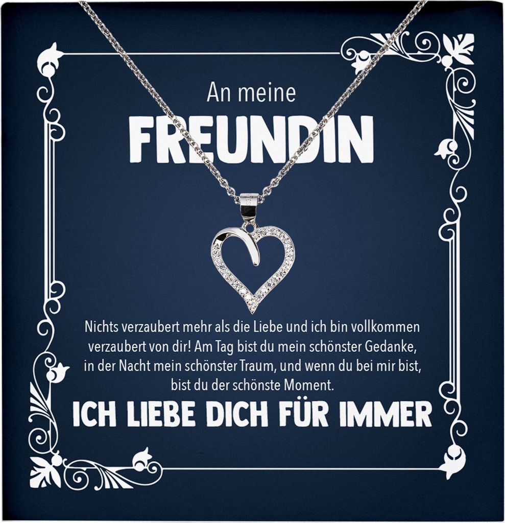 22Feels Echt Silber Halskette - Freundin Geschenk Frauen Schmuck Set Jahrestag Valentinstag Geburtstag Weihnachten - Herz Anhänger, Karte