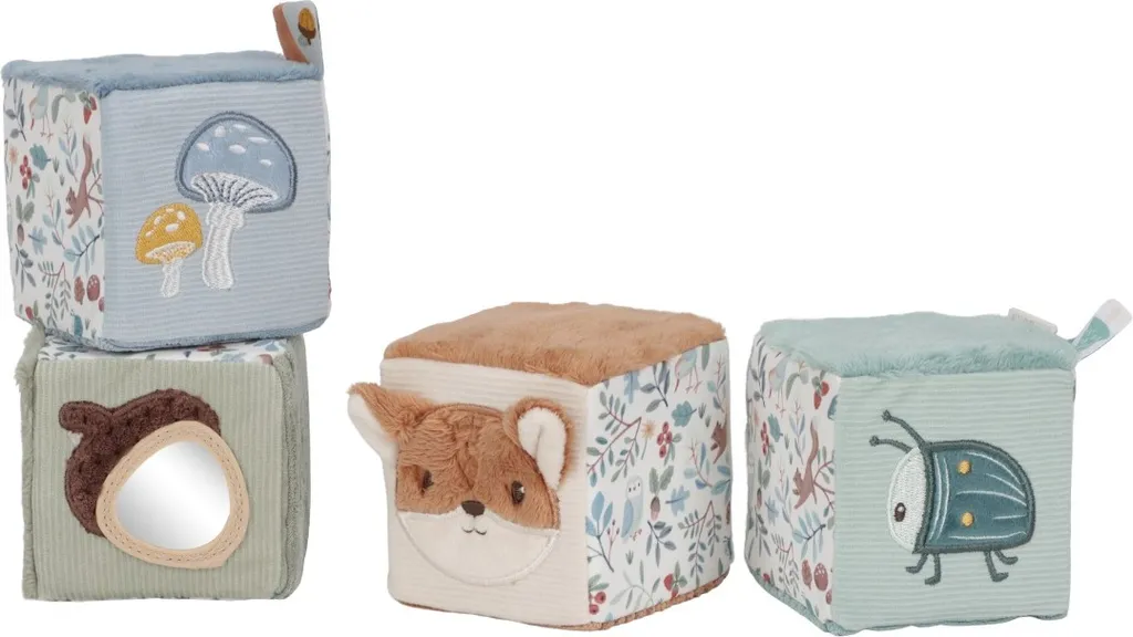 Little Dutch blocs de cube en tissu hochet éveil bébé Waldfreunde