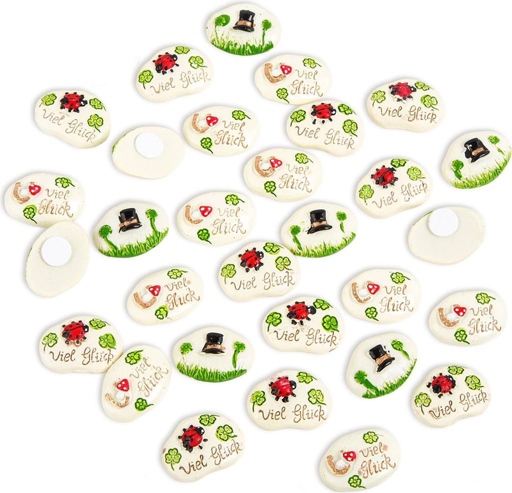Logbuch-Verlag 36 kleine Streudeko Glückssteine VIEL GLÜCK - Mini Glücksbringer Streuteile Tischdeko Silvester Neujahr