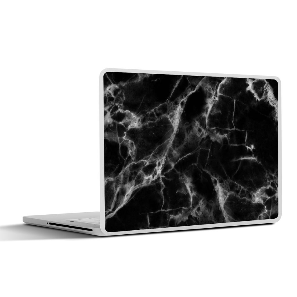 MuchoWow Laptop Aufkleber Sticker Cover Marmor - Kalkstein - Schwarz - Weiß 31x22.5 cm - Laptop-Deko