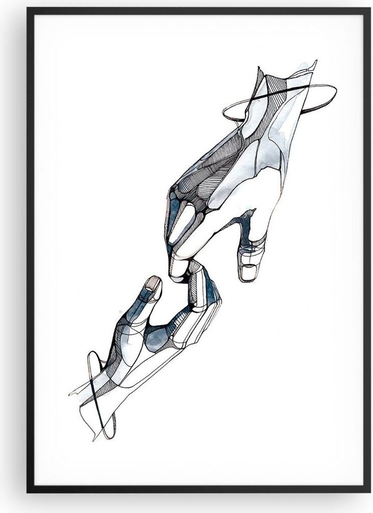 Gerahmtes Poster - Schwarzer Rahmen - Surrealismus Hände Hilfe - 70x100 cm - Wand Bild - Wanddeko - Wandbilder - Kunstposter - Wandposter - Bilder...