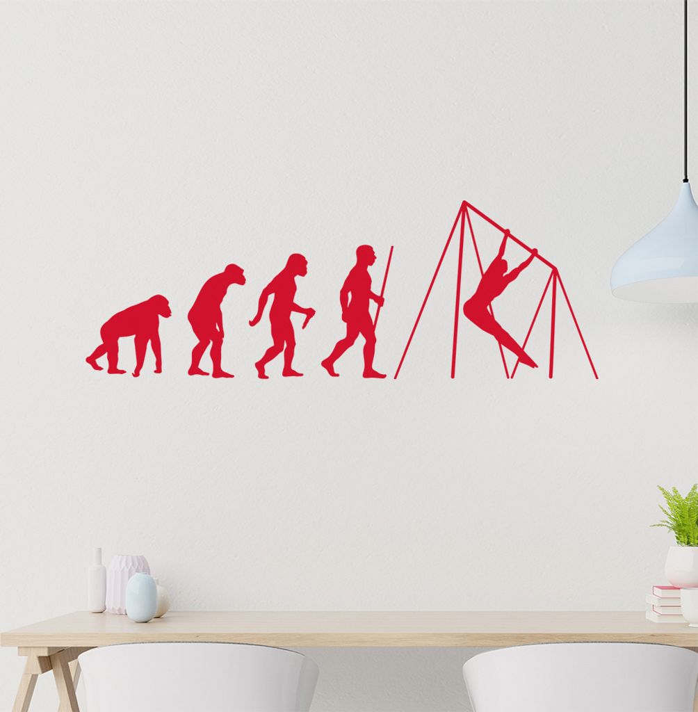 Reck Turnen Evolution Wandtattoo Wandaufkleber Wall Sticker - Dekoration, Küche, Wohnzimmer, Schlafzimmer, Badezimmer