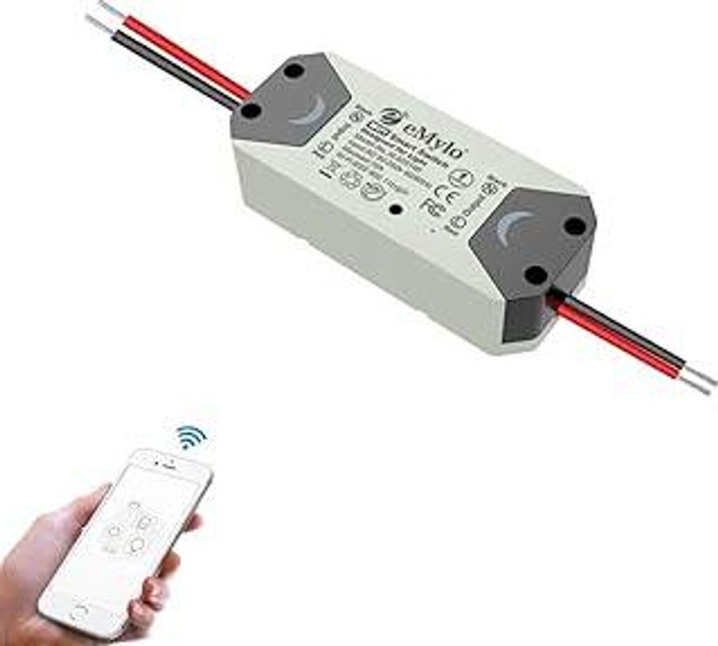 eMylo WLAN Schalter Universal Smart WiFi Lichtschalter Relaismodul Schalter Fernbedienung Timer Sprachsteuerung mit Echo, Google Assistant DIY Smar...