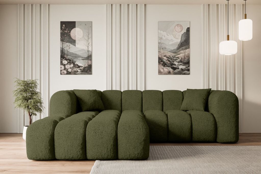 ALTDECOR Ecksofa in L-Form OLEA-L1 - 231x173x74 cm Grün - Corner Sofa Bett Eckcouch Couch Wohnlandschaft Cauchsofa