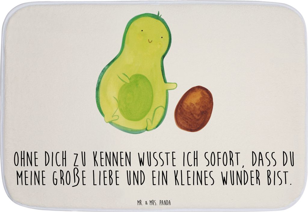 Mr. & Mrs. Panda Badematte Avocado Kern rollt - Weiß - Geschenk, Liebe, Geburtstag, Duschvorleger, Wunder, Badvorleger, Badteppich, Badezimmertepp...