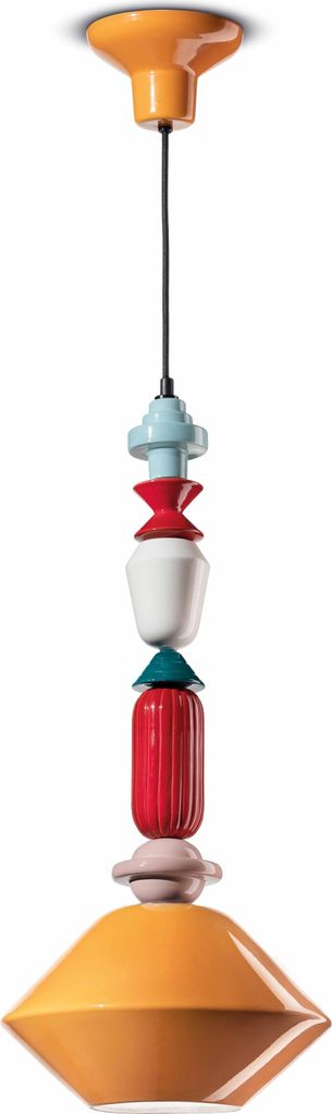Hängeleuchte Keramik E27 Gelb Bunt Retro Design Keramiklampe