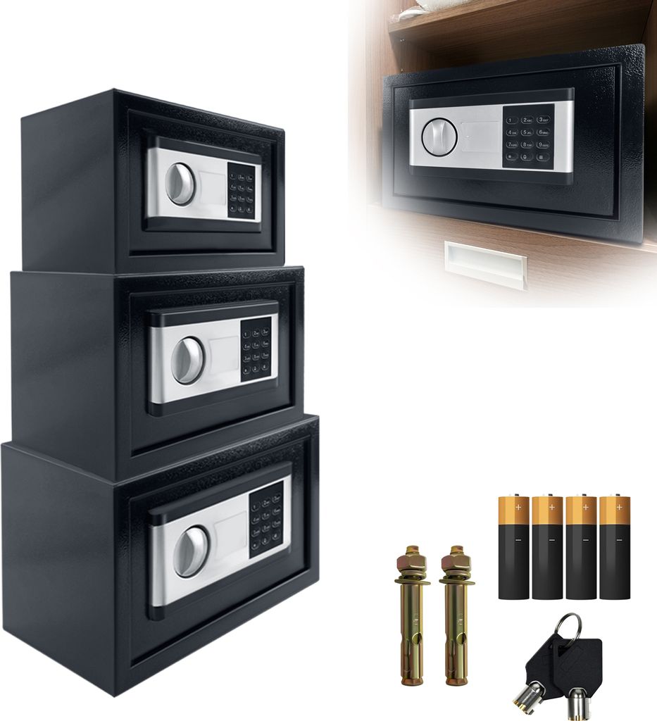 VA-Cerulean Safe Tresor, 12L Elektronischer Wandtresor, Möbeltresor Geldkassette Tresor Feuerfest Wasserdicht, mit zahlenschloss und Schlüssel, 3...