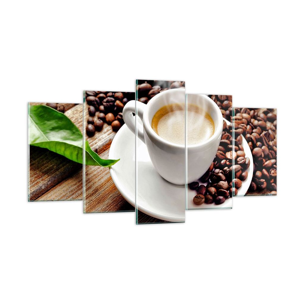 Bilder auf glas - Kaffee Tasse Espresso heiß - 160x85cm - Glasbilder - Wandbilder - Kunstdruck - zum Aufhängen bereit - Wanddekoration aus Glas -...