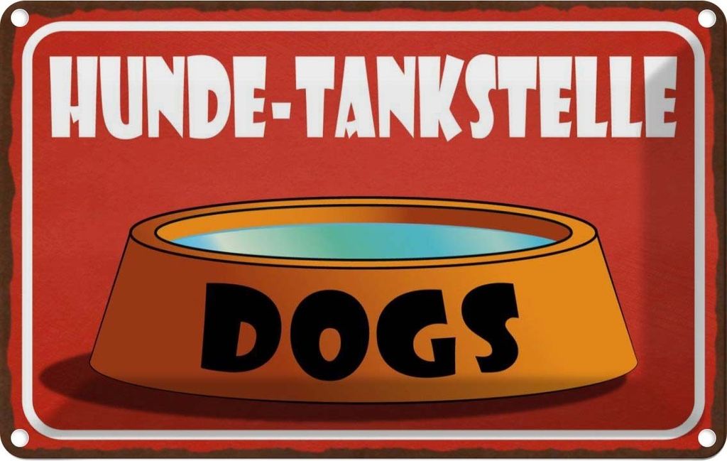 vianmo Blechschild 12x18 cm Hunde Tankstelle Dogs Tier Haustier Hund