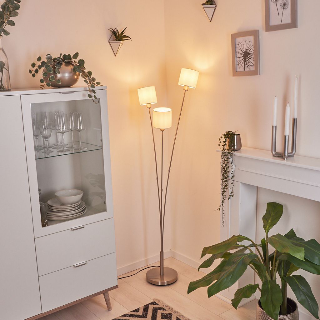 Costa »Costa« runde Bodenlampe aus Metall, Nickel-matt, Produktbild 