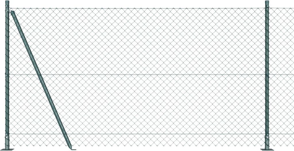 Kettenzaun mit 7 Flanschpfosten 1,2x10 m Verzinkter Stahl, Design Möbel Drahtzäune Neu