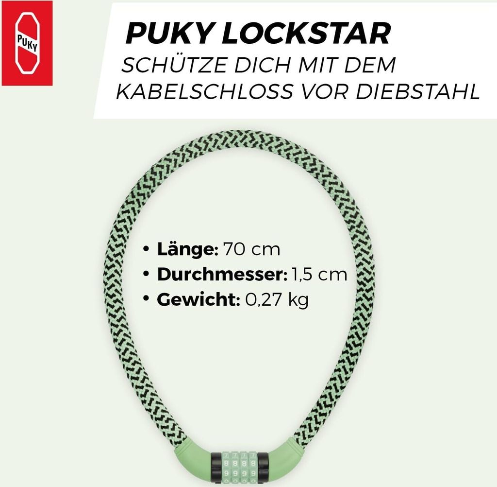 Puky Lockstar Kabelschloss, Farbe:retro green Produktbild 4