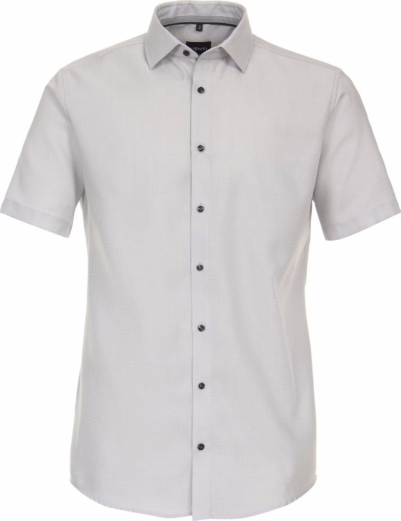 VENTI Herren Businesshemd Kurzarm Kent Modern-Fit Silber Struktur 39