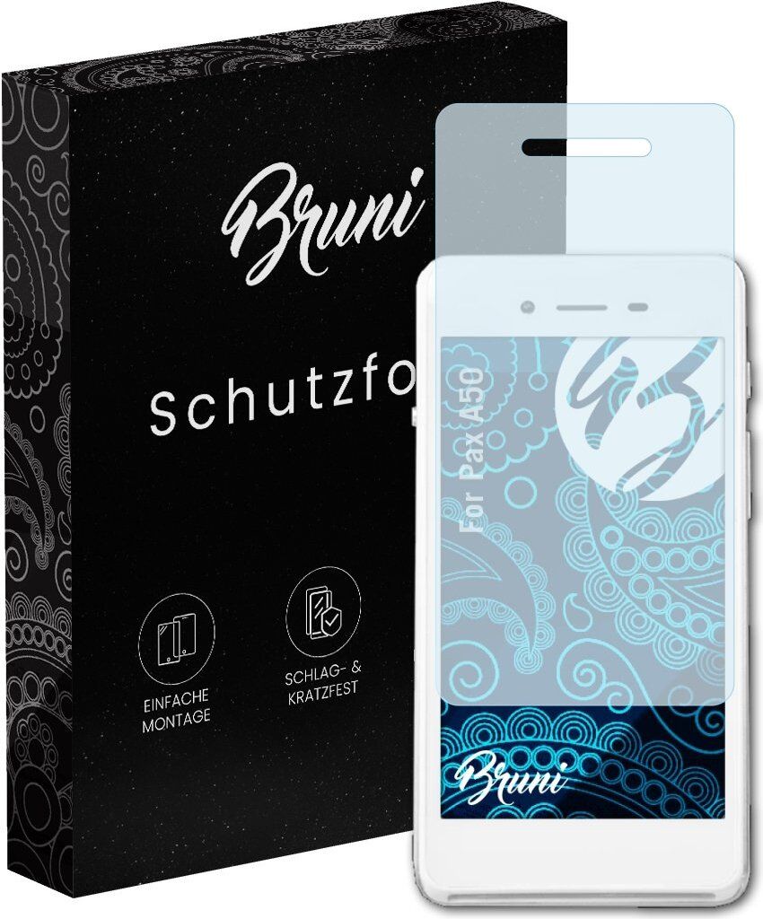 Bruni Basics-Clear 2x Schutzfolie kompatibel mit Pax A50 Folie
