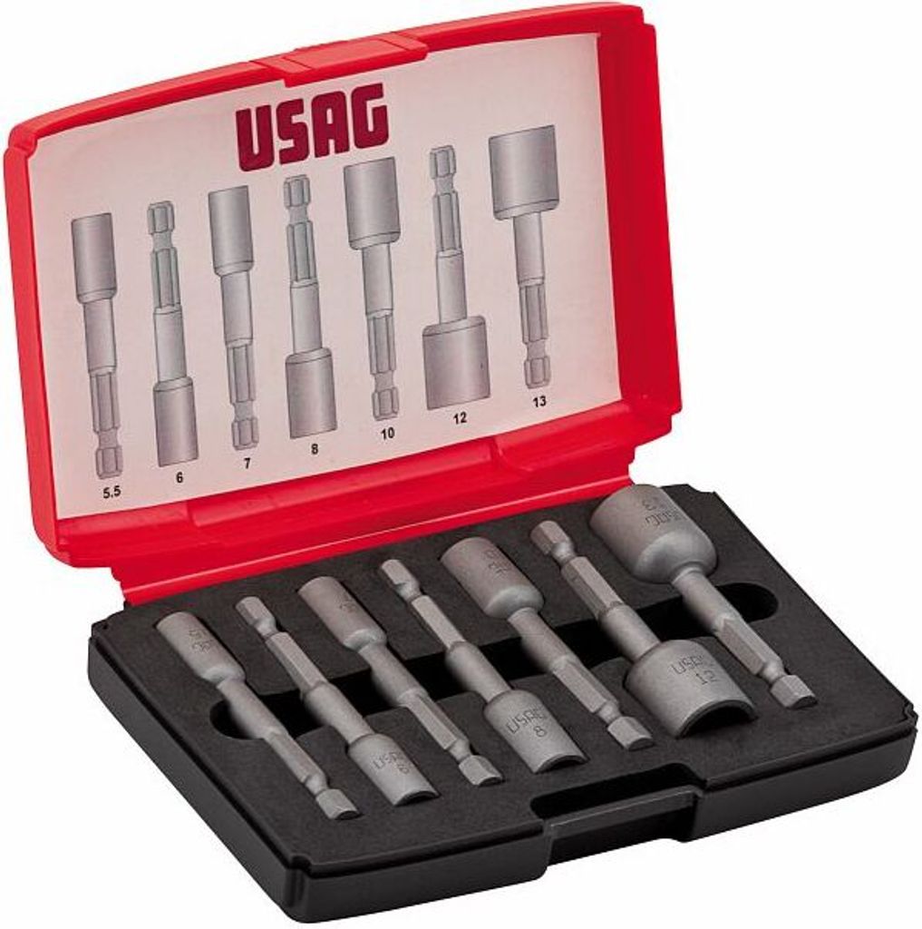 USAG U06640015 Magnetische Einsätze, Innensechskantschrauben, Sechskant, 1/4 Zoll Aufsatz, 7-teilig