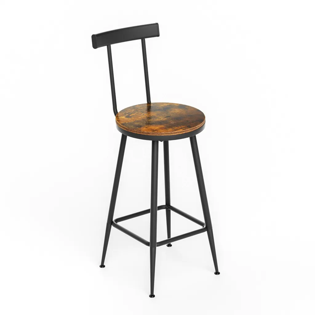 Ensemble Table de Bar et 2 Tabourets Industriels avec Structure en Métal - 8