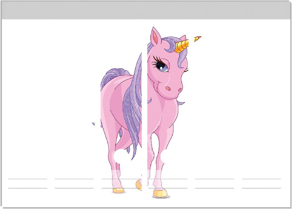 Wallario Ordnerrücken Sticker, selbstklebend für breite Ordner, 6 Stück, Motiv Einhorn in rosa mit Schweif in lila II