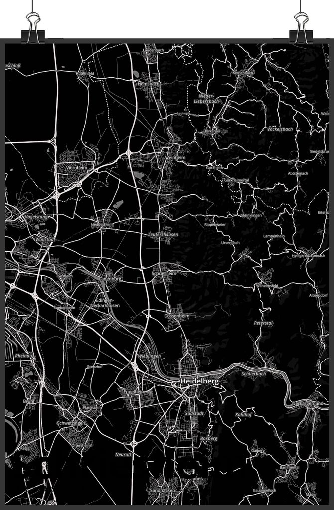 Mr. & Mrs. Panda Bild Schriesheim DIN A1 - Geschenk, Wanddekoration, Stadt, Plakat, Dorf Karte Landkarte Map Stadtplan, drucke, kunstdruck poster, ...