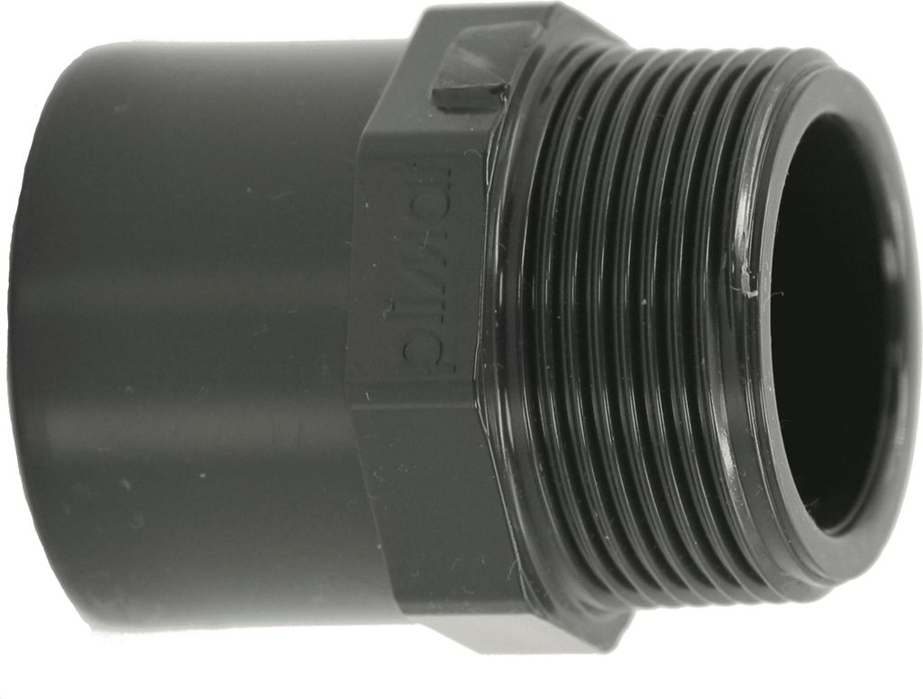 HAF 1x PVC Fittings Übergangsnippel mit 40/50mm x 1 1/2" | Klebemuffe/Klebestutzen x Außengewinde | Übergangsmuffe aus grauem PVC | PN16 für Rohr