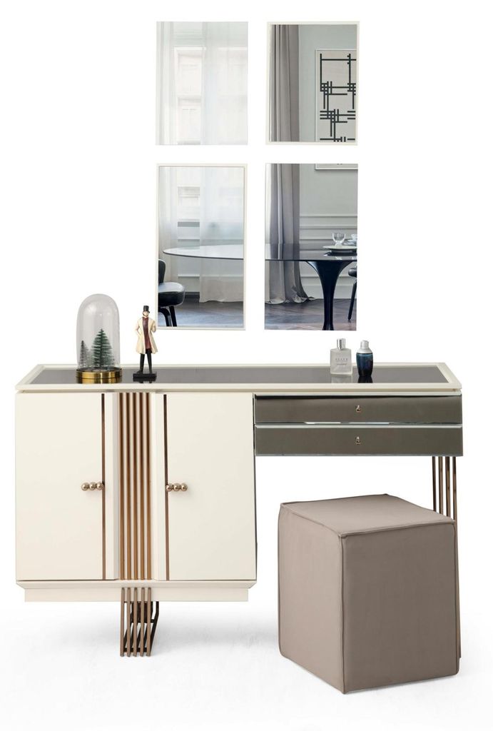 Modern Schlafzimmer Set Bett 2x Nachttische Kleiderschrank Schminktisch