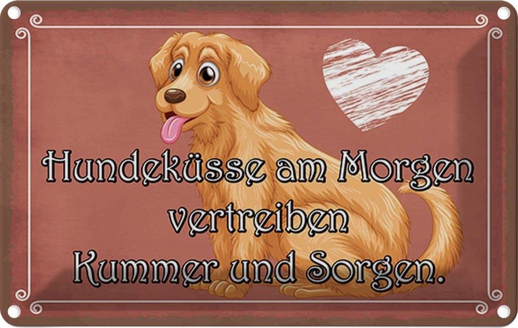 vianmo Blechschild 12x18 cm Hundeküsse Kummer und Sorgen Tier Haustier Hund