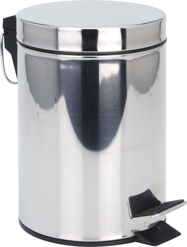 Edelstahl Tretmülleimer silber rund - 3 Liter - Metall Kosmetikeimer in zeitlosem Design - Mülleimer Treteimer Abfalleimer klein mit entnehmbarem...
