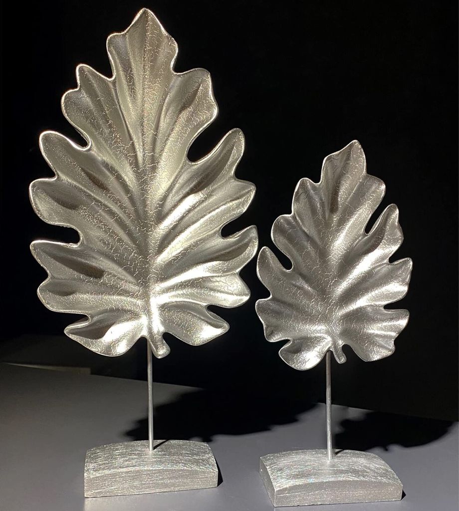 Bergahornblätter 2pcs Silber Modern Sculpture Regal Figur Dekoration