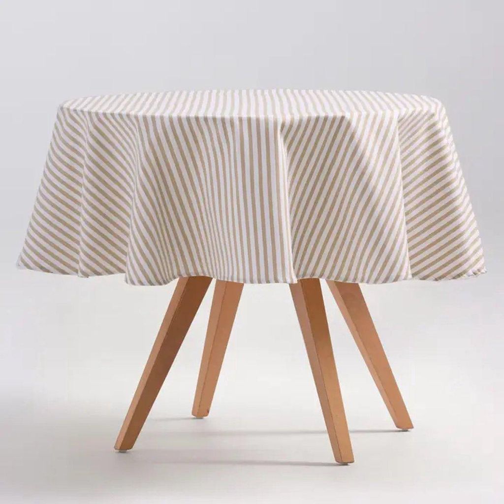 GAMUSI ARENZA Round Stain-Resistant Striped Baumwolle Tablecloth 155x155 cm – Certified