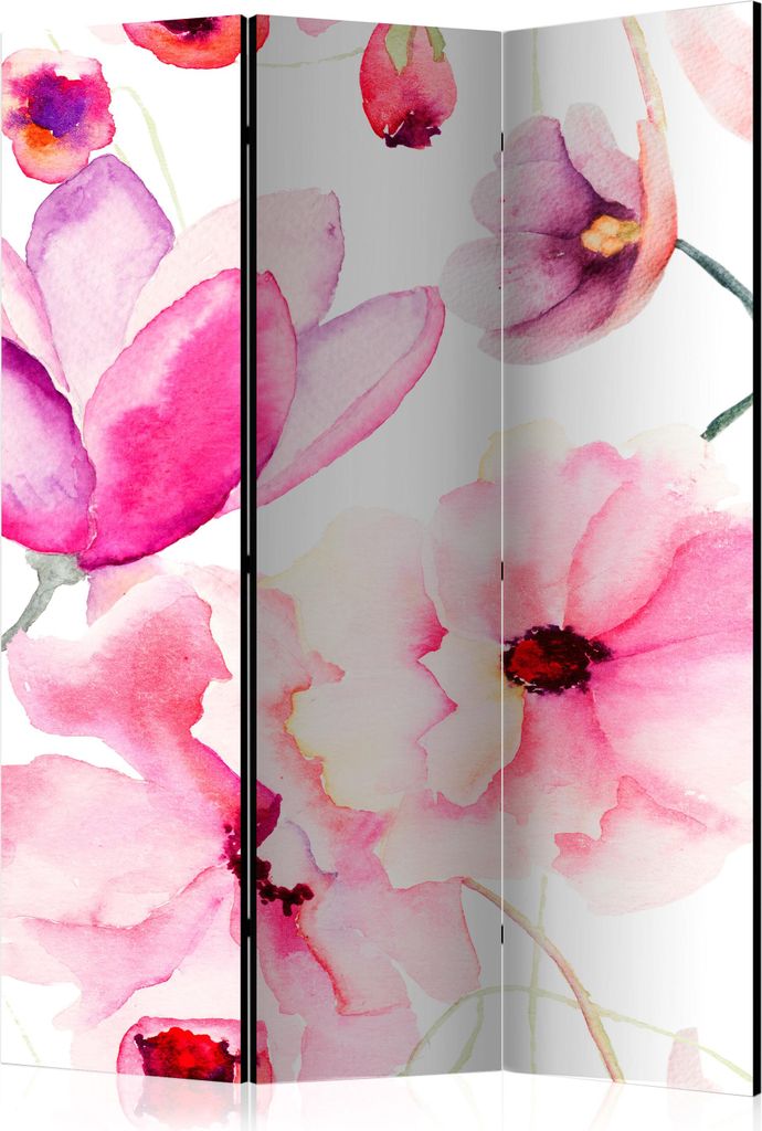 Neuheit! Dekorativer Paravent Raumteiler Trennwand Foto-Paravent Spanische Wand XXL BLUMEN AQUARELLE 135x172 cm p-B-0054-z-b