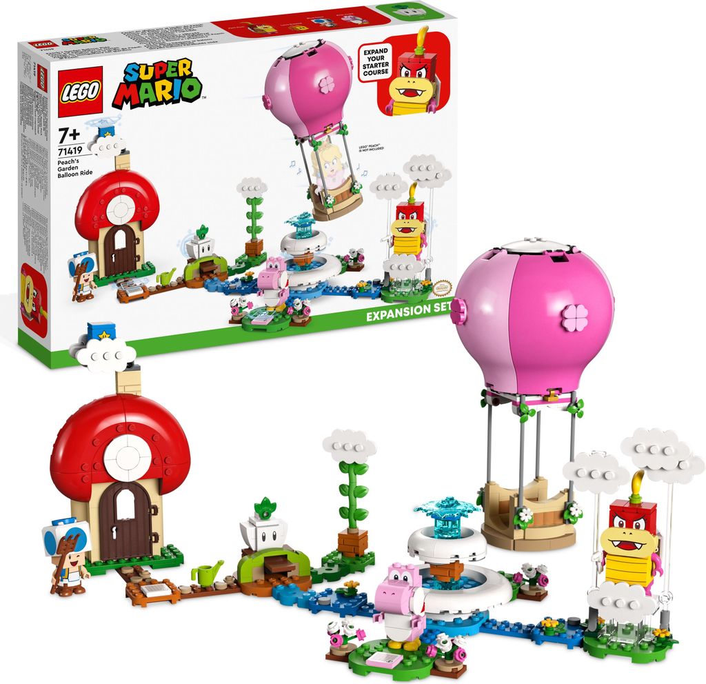 LEGO 71419 Super Mario Peach auf Ballonfahrt – Erweiterungsset mit Pom Pom, Toad und Yoshi Figuren zum Kombinieren mit Starterset Spielzeug für ...