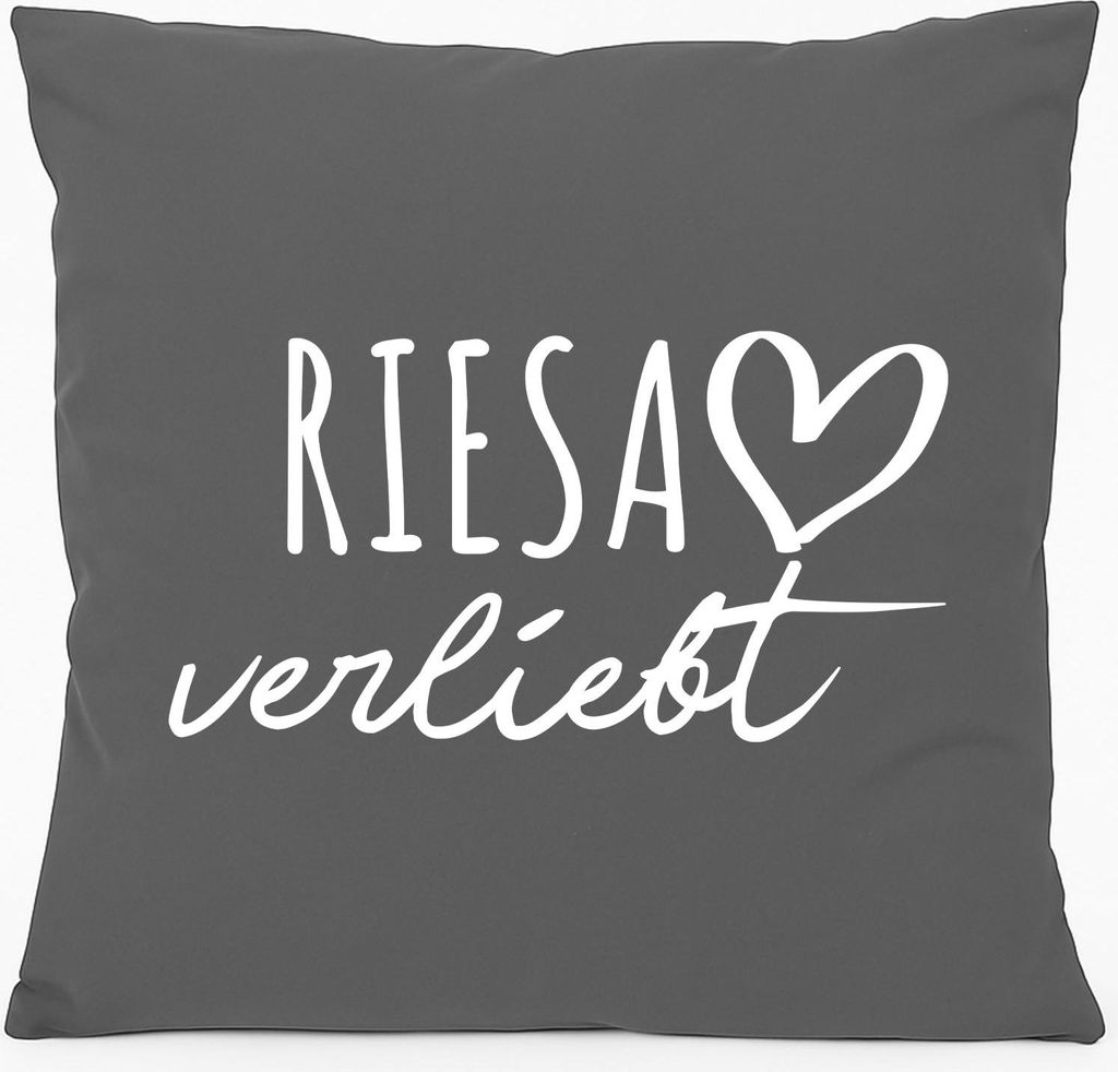 Huuraa Kissen Riesa verliebt 40x40cm mit Füllung Steel Grey Baumwolle Dekokissen Geschenkidee