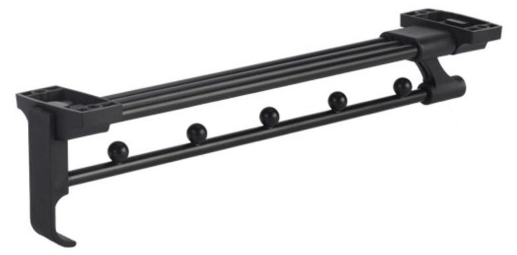 INF Teleskop Kleiderstange oben montiert Schwarz Stahl+ABS 51.5cm Auszug