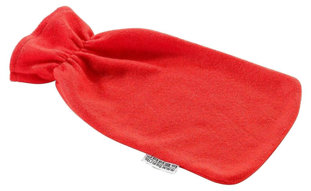Bezug für Wärmflasche: Weicher Vliesbezug für 1-Liter-Wärmflasche, rot