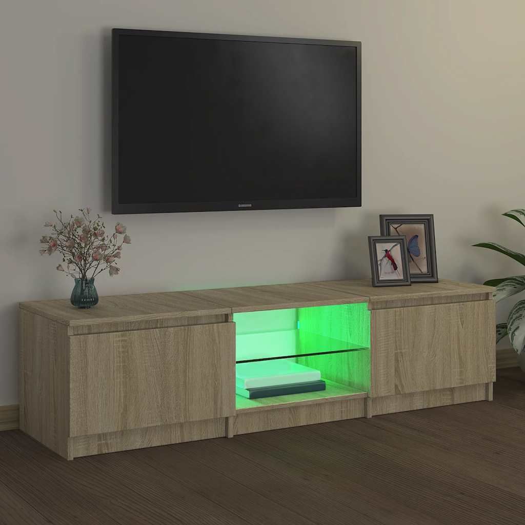 Armoire TV avec lampes LED Chêne Sonoma 140x40x35,5 cm Image du produit 
