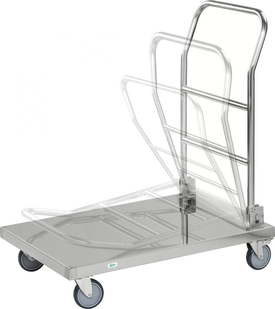 Kongamek Edelstahl- Plattformwagen rostfrei 800x500x940mm Gummibereifung mit Bremse