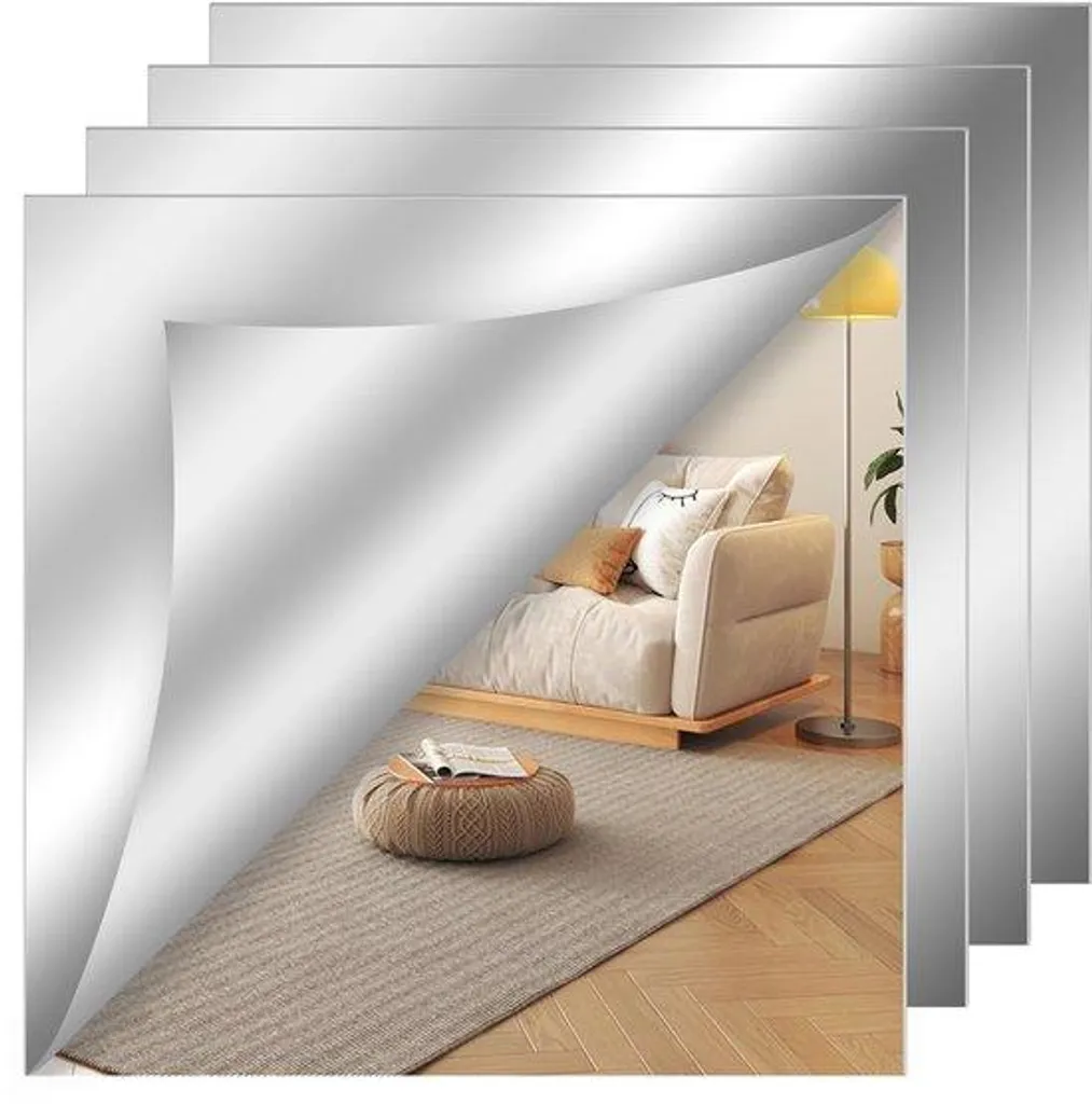 Miroirs adhésifs 30x30 cm pour dressing et salle de bain - Pose facile
